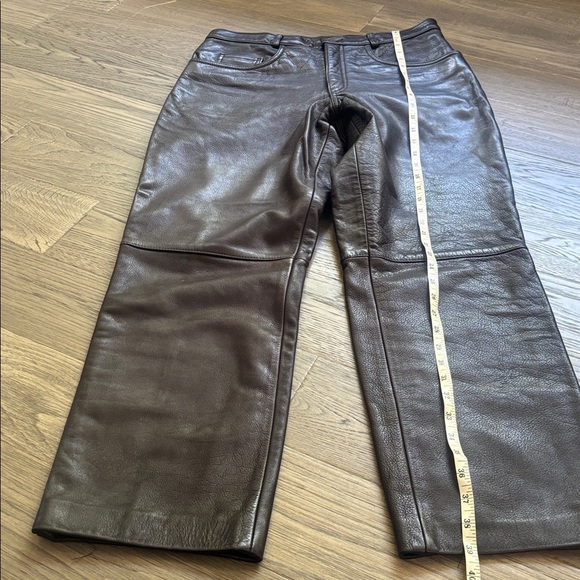 Bod & Christensen | Vintage 100% Leather Black Wide Leg Leather Pants Size S/M - Picture 8 of 12